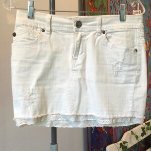 White jean short skirt